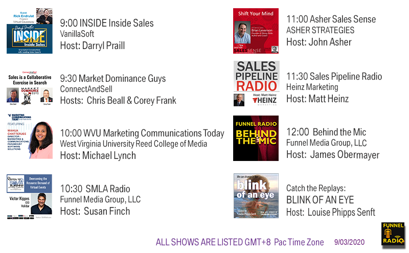 VanillaSoft, ConnectAndSell, UncommonPro, WVU, Funnel Media Group, Asher Strategies, Heinz Marketing