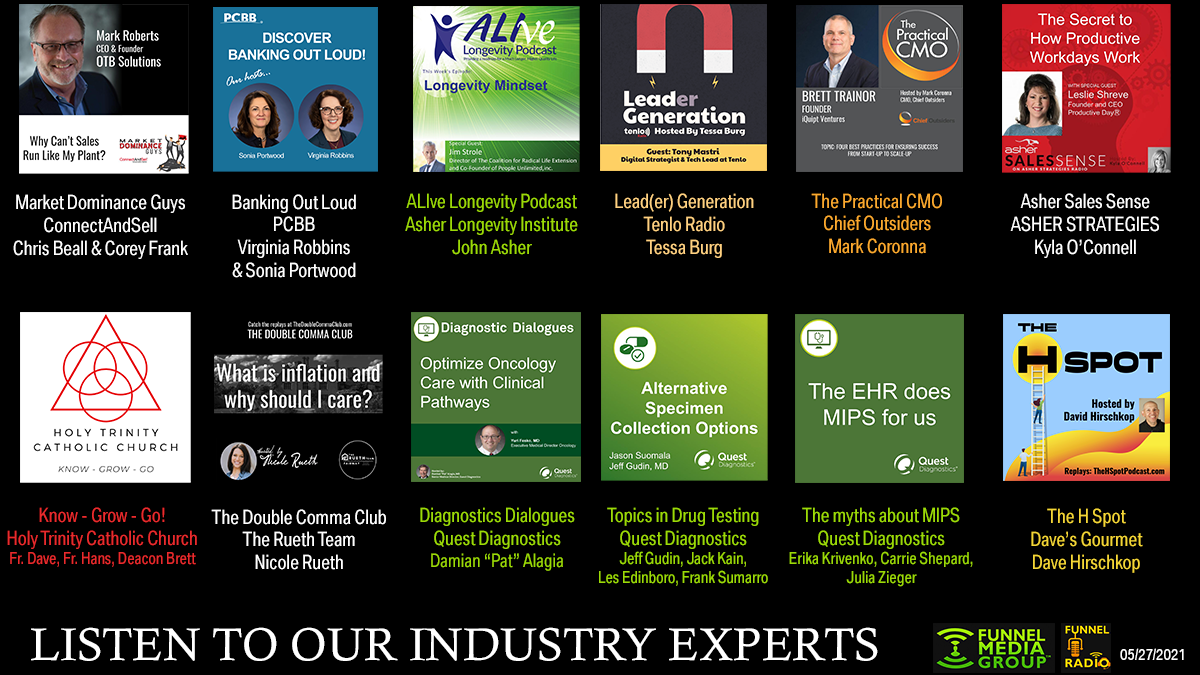ConnectAndSell, Market Dominance Guys, Asher Longevity Institute, The Rueth Team, Paul Furiga, Holy Trinity Catholic Church, Chief Outsiders