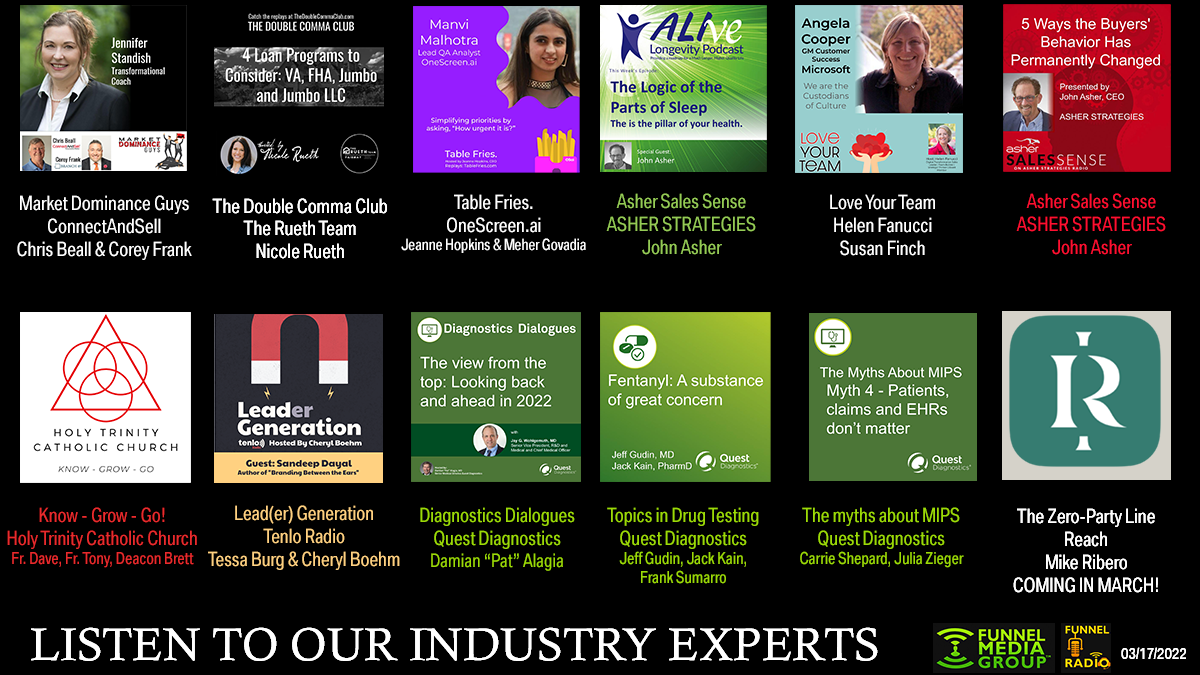 New episdes this week from Branch49, ConnectAndSell, The Rueth Team Fairway Mortgage, OneScreen.ai, Asher Longevity Institute, Holy Trinity Catholic Church