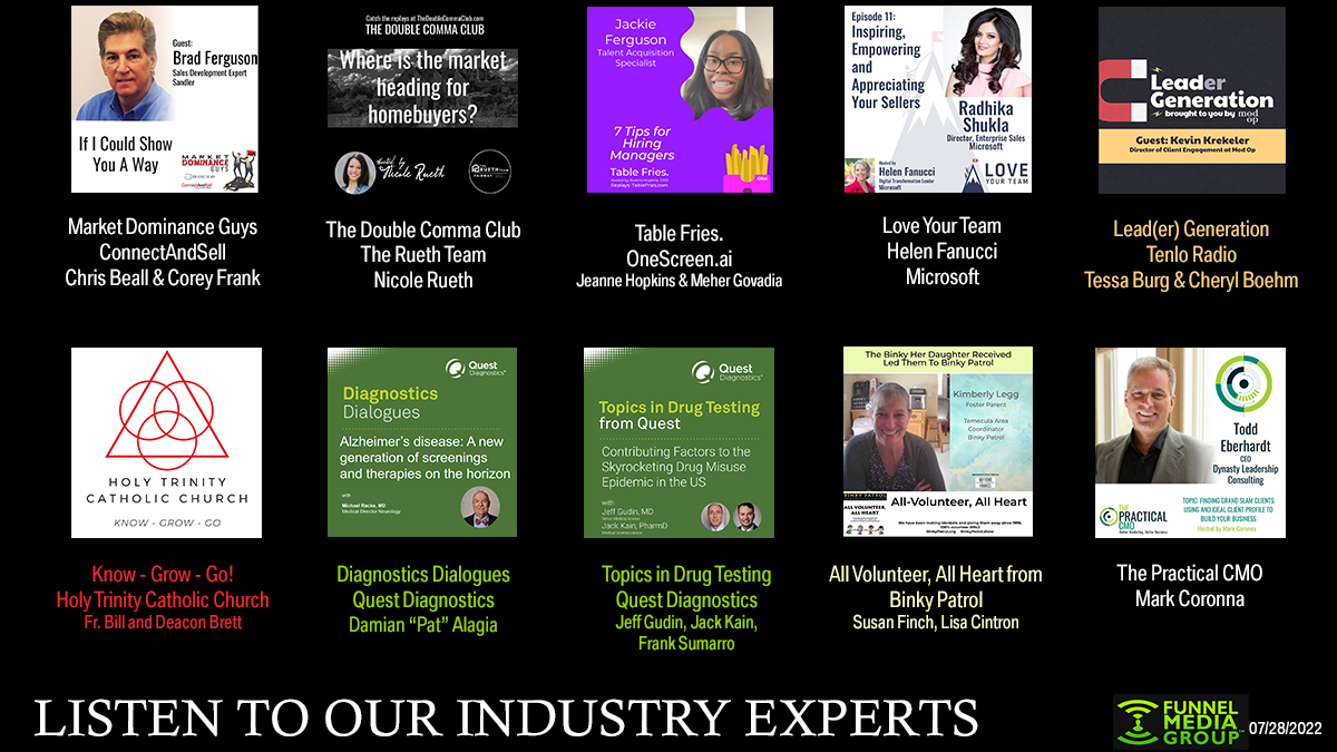 Branch49, Sandler, ConnectAndSell, Mod Op, The Rueth Team, BInky Patrol, The Practical CMO, Holy Trinity Catholic Church,